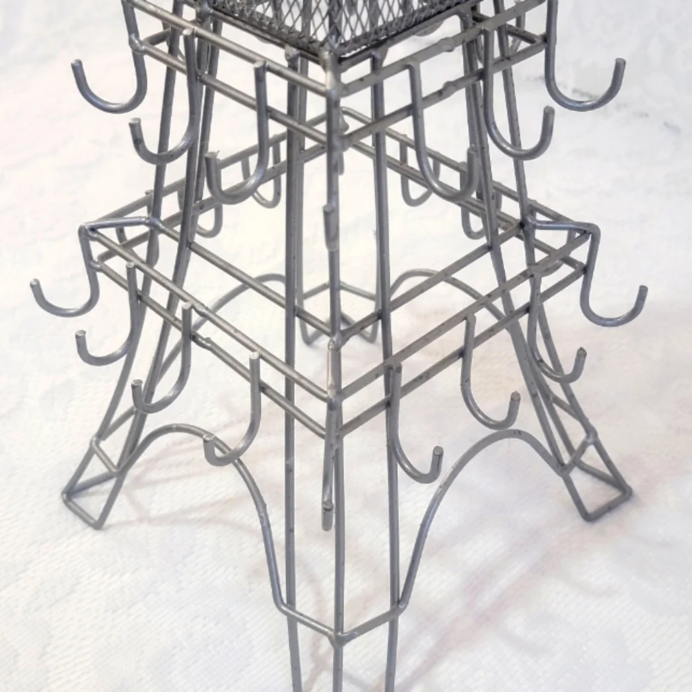 Paris Eiffel Tower Metal Jewelry Organizer Stand Necklace Bracelet Ring Holder